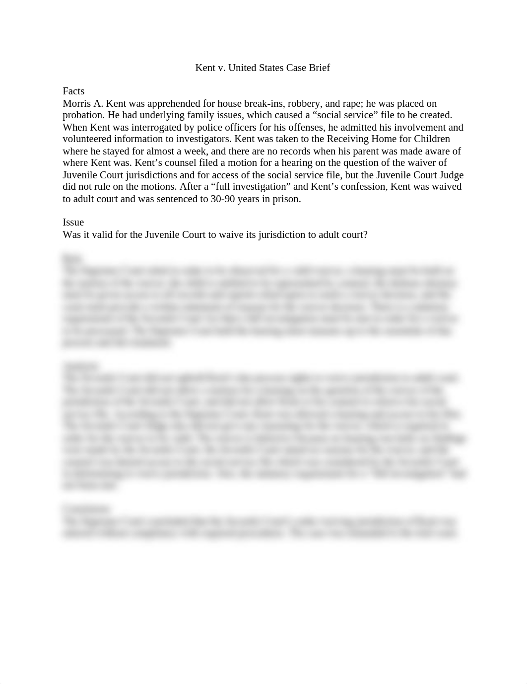 Kent v. United States Case Brief .docx_dv50h5362c7_page1