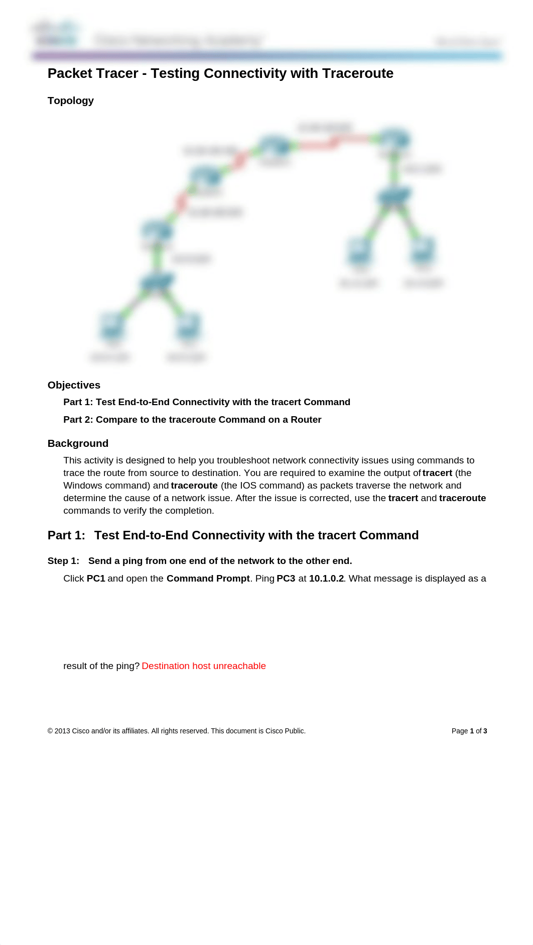 11.3.2.2 Packet Tracer - Test Connectivity with Traceroute answers.docx_dv57ifybhw3_page1