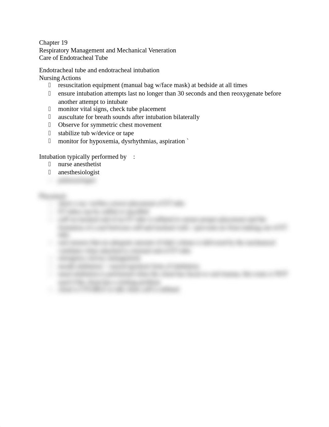 Chapter 19 Respiratory Management and Mechanical Veneration      Care of Endotracheal Tube.docx_dv5xfsf613d_page1