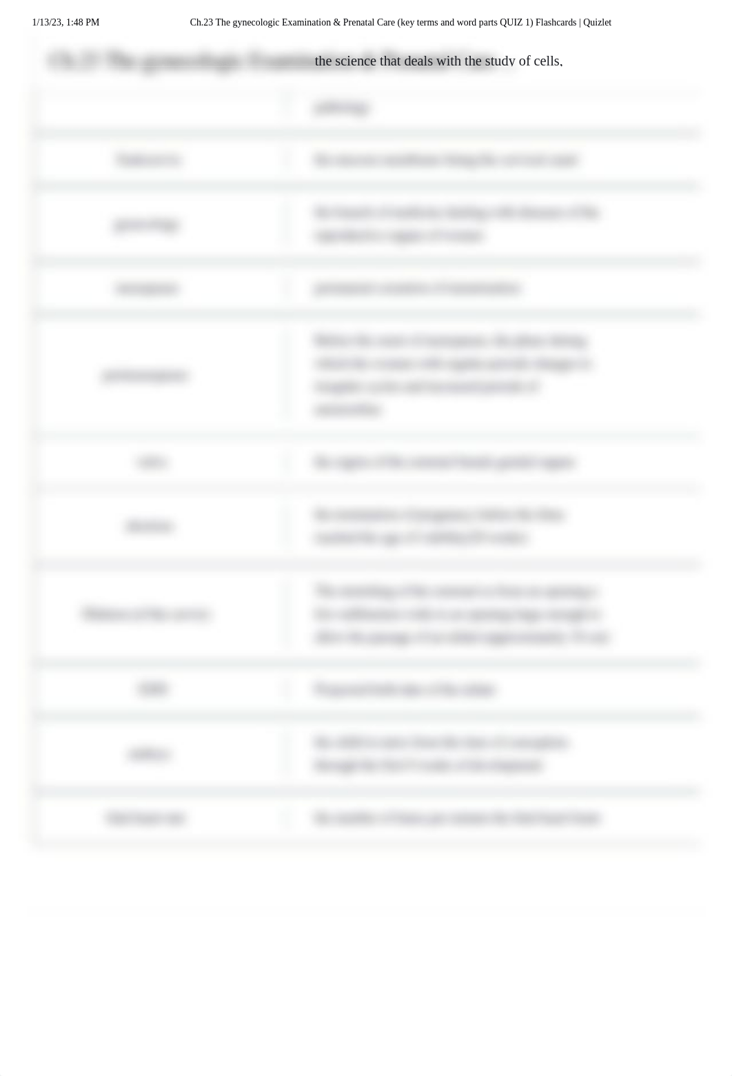 Ch.23 The gynecologic Examination & Prenatal Care (key terms and word parts QUIZ 1) Flashcards _ Qui_dv6ssfenisz_page2