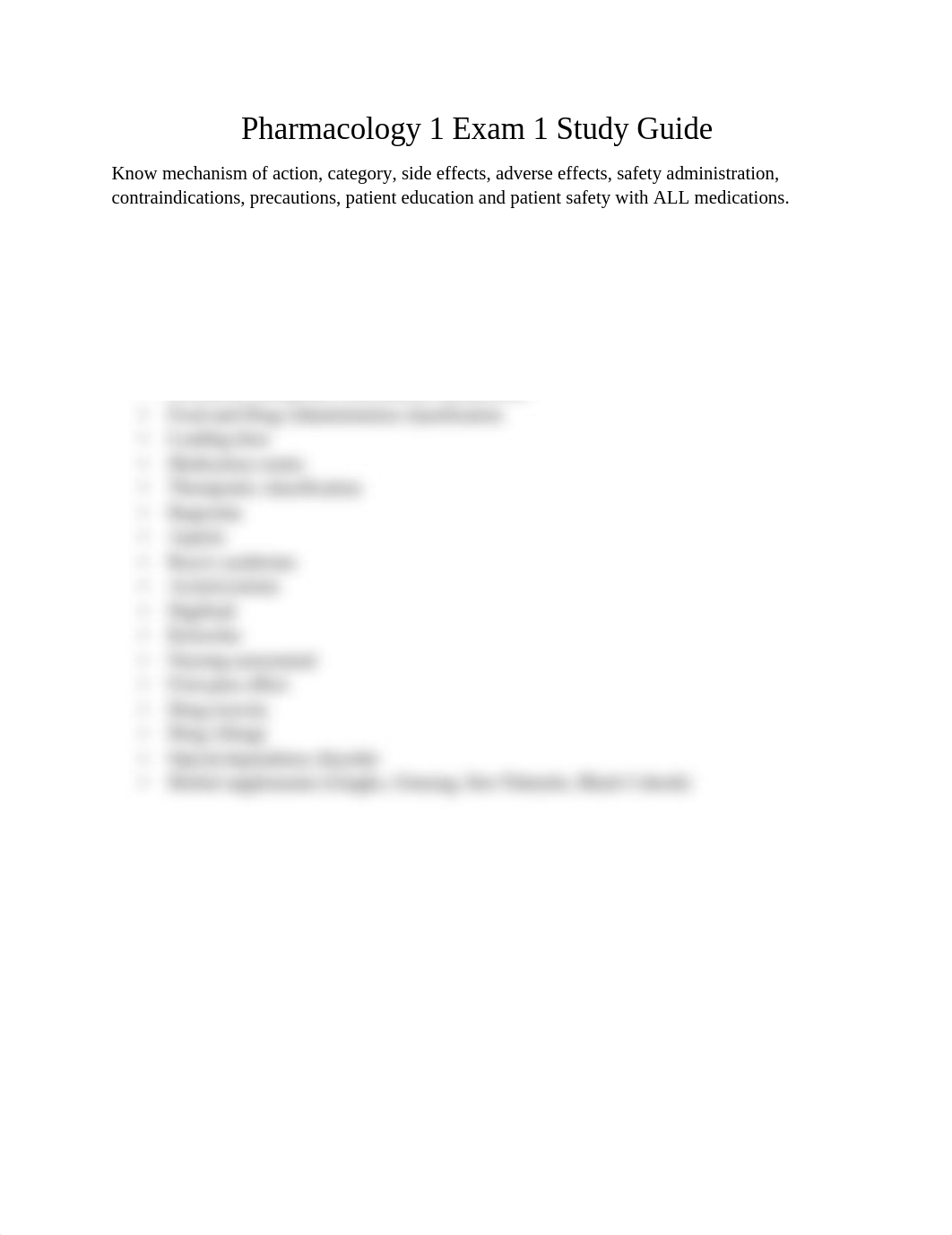 Pharmacology 1 Exam 1 Study Guide (1).pdf_dv70m96u0g6_page1