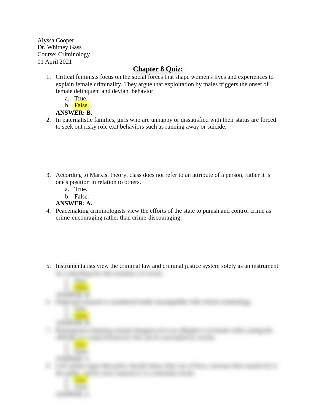 Chapter 8 Quiz - Criminology Dr. Gass.docx_dv78gdzqwdl_page1