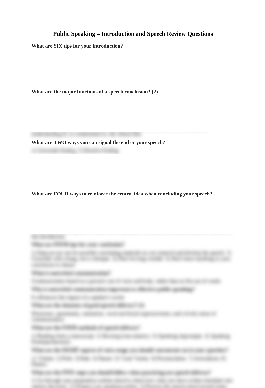 Public Speaking - Introduction and Speech Review Questions_dv7dxtx00r1_page1