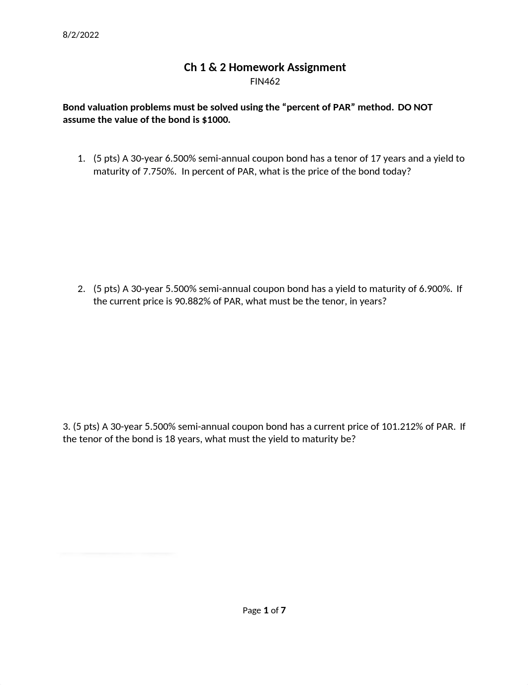 Ch 1 & 2 Homework - FIN462 Fall 2022.docx_dv7qawbq7aa_page1