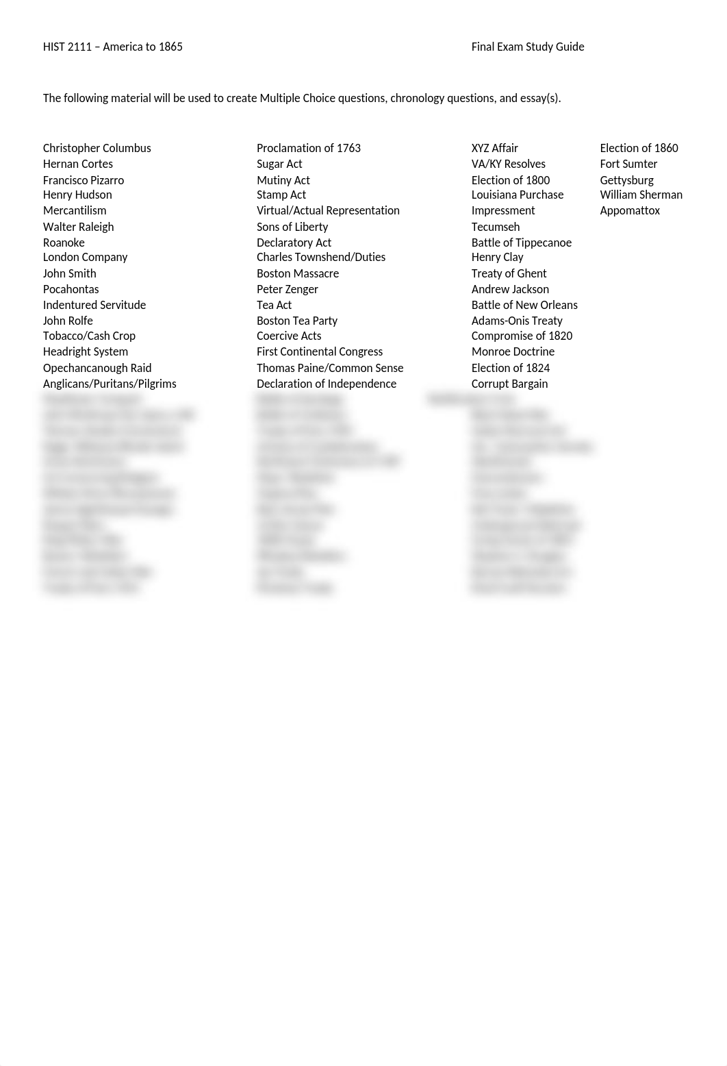 HIST 2111 America to 1865 Final Exam Studyguide F19.docx_dv84aqk188w_page1