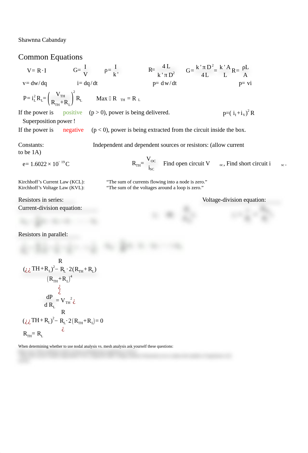 EE 215 Midterm Equation Sheet 1.docx_dv9pega8jjw_page1