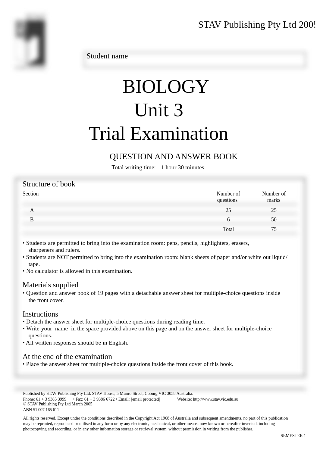 2005 STAV Biology U3 -  Exam.pdf_dv9whi8zwr3_page1