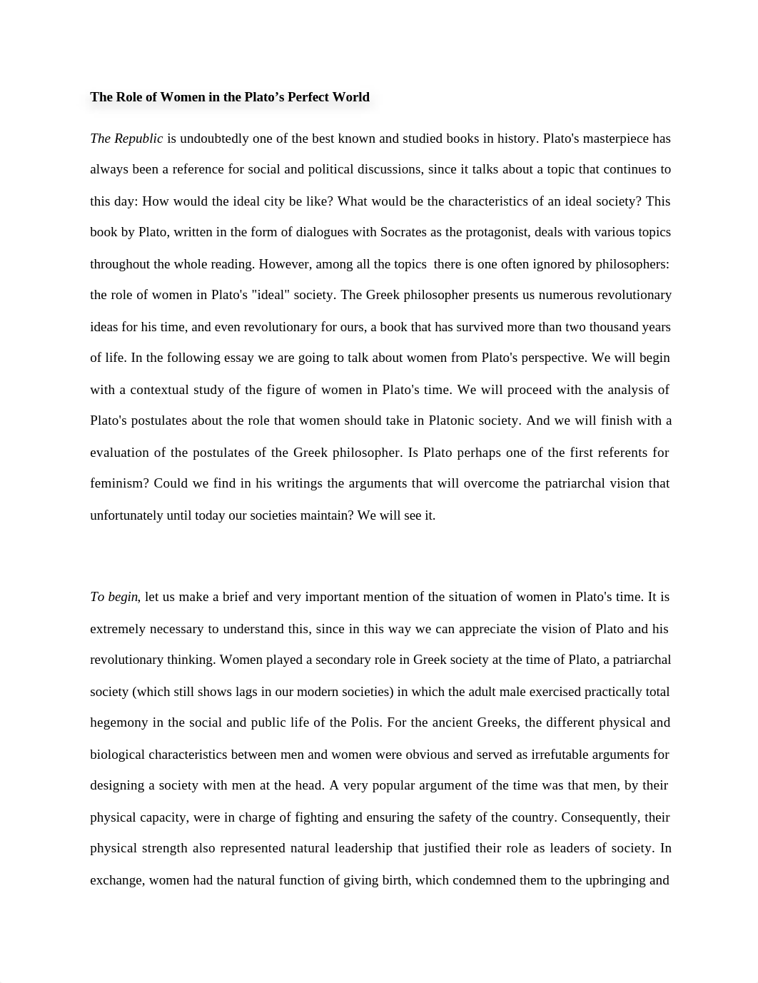 Essay Plato and Women The Republic Philosophy.docx_dv9yxllfqld_page1