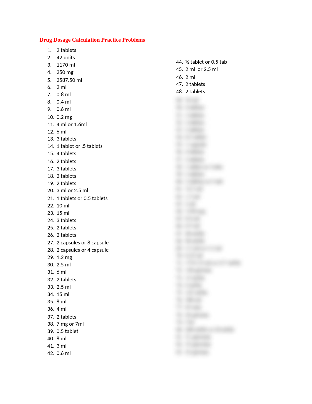 Drug Dosage Calculation Practice 83 Problems - Answers.docx_dvapw3sam5x_page1