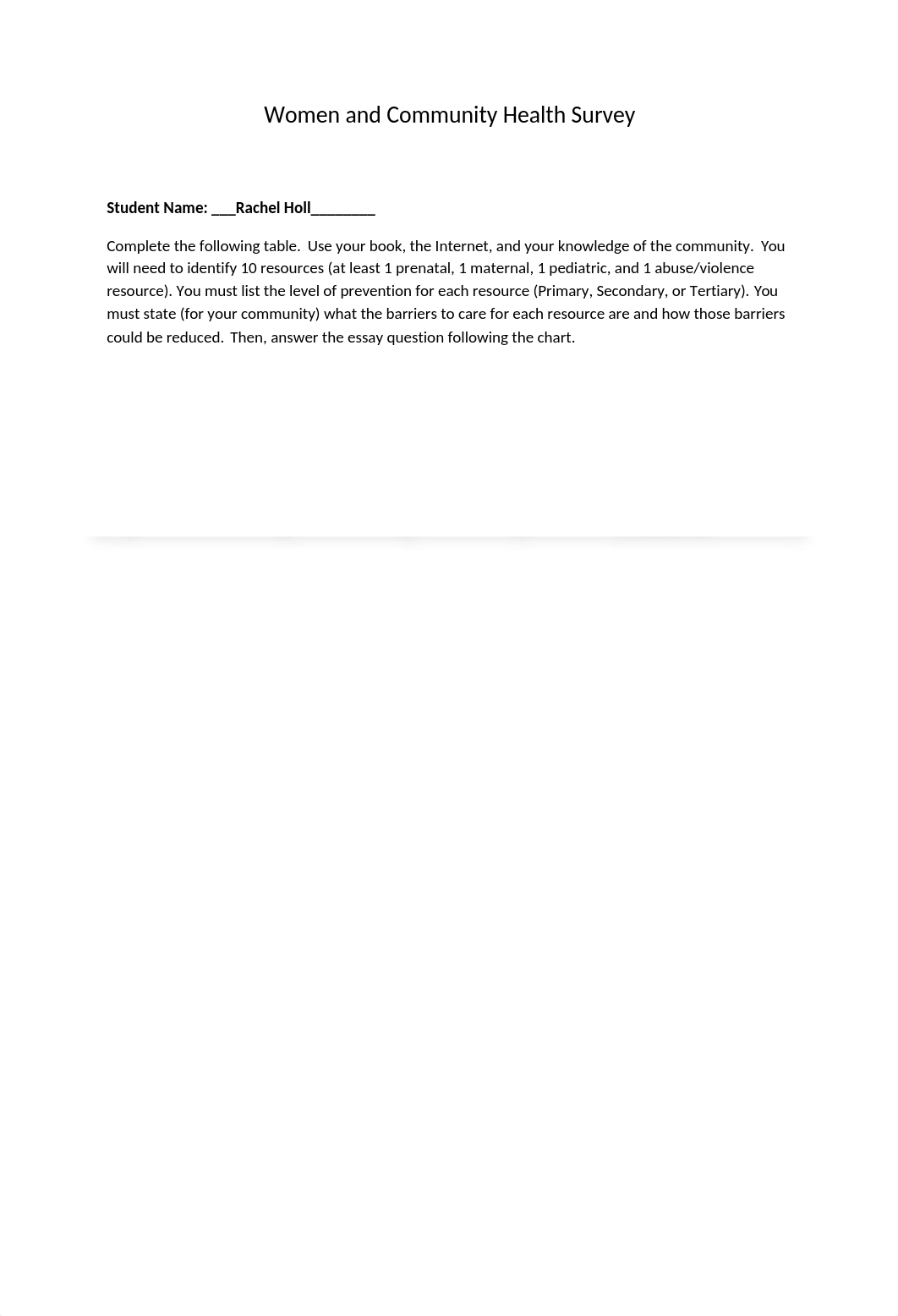 Women and Community Health Survey Assignment.doc_dvaua0cezmw_page1