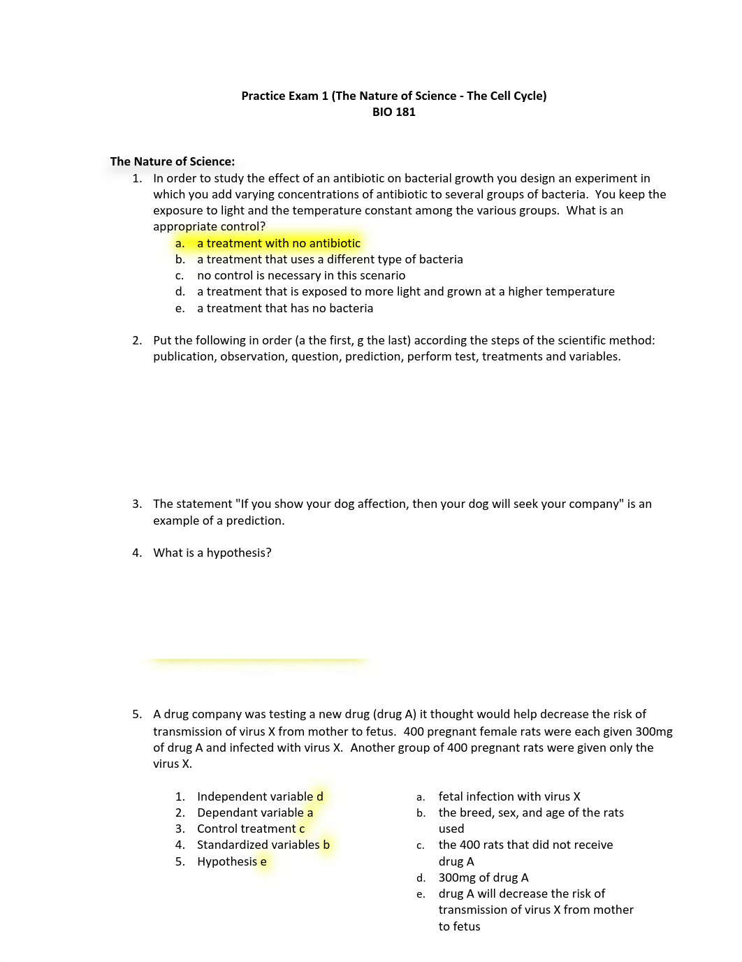 Practice Exam 1 (The Nature of Science - The Cell Cycle).pdf_dvawbymvotk_page1