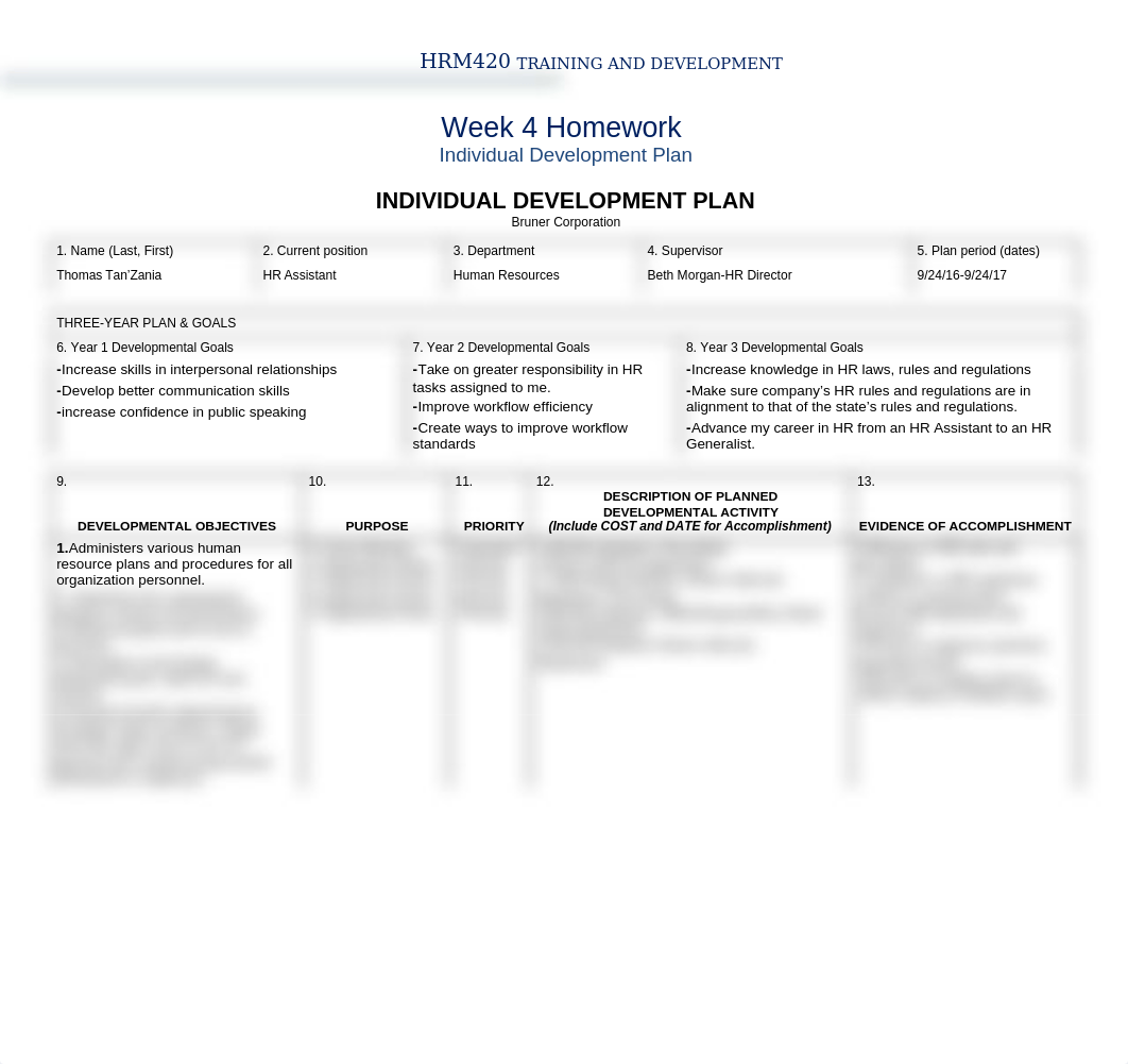 HRM420 W4 Homework Individual Development Plan-1_TanzaniaThomas_dvaxjp9j4z1_page1