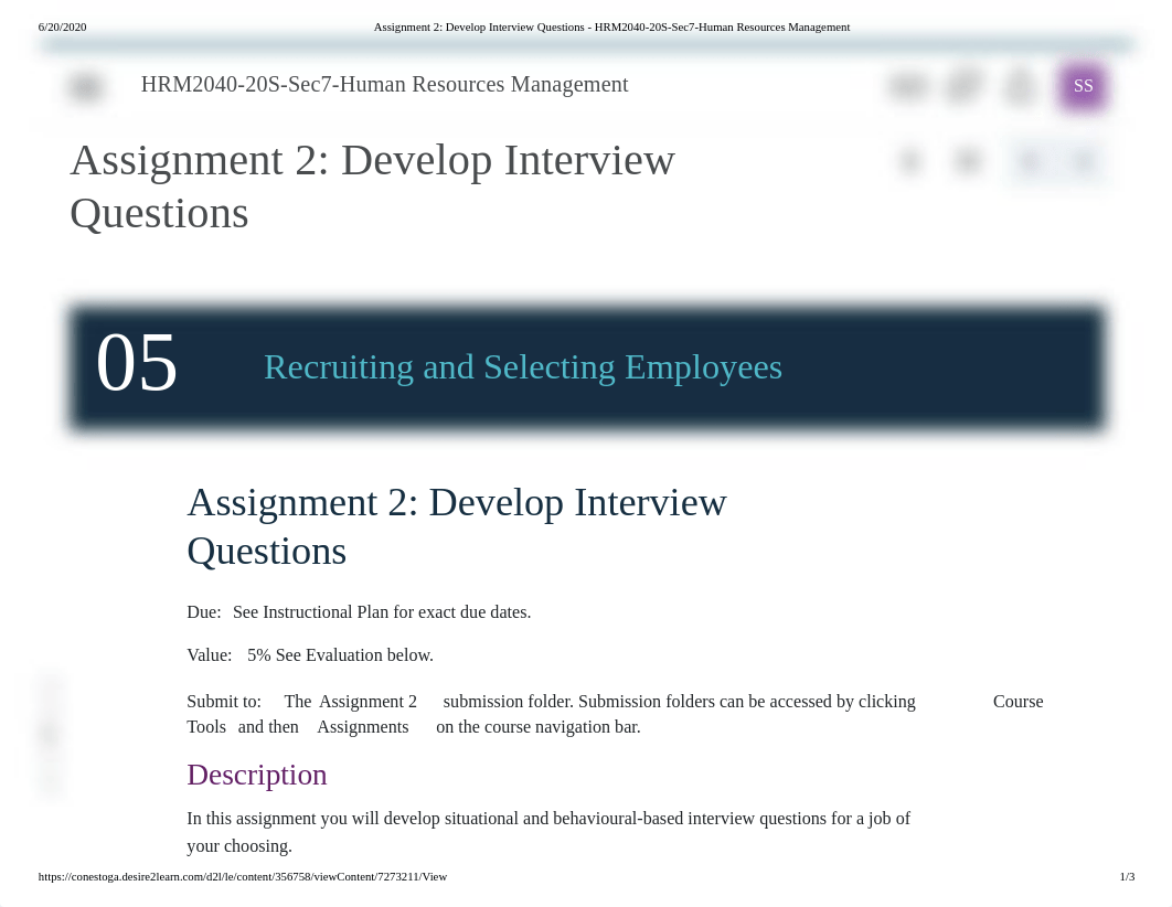 Assignment 2_ Develop Interview Questions - HRM2040-20S-Sec7-Human Resources Management.pdf_dvb7pnbmz7n_page1