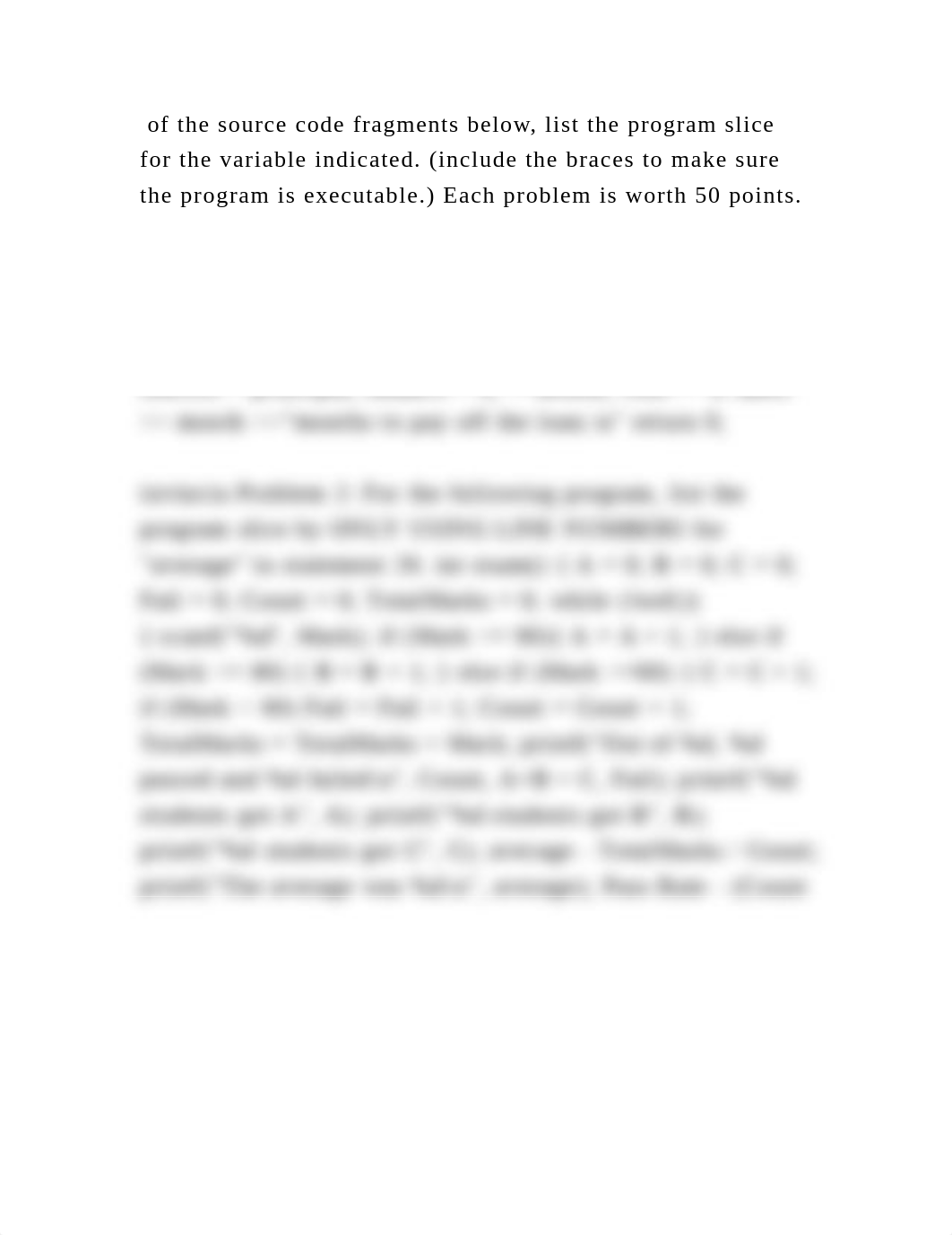 of the source code fragments below, list the program slice for the va.docx_dvbdlgdt2vu_page2