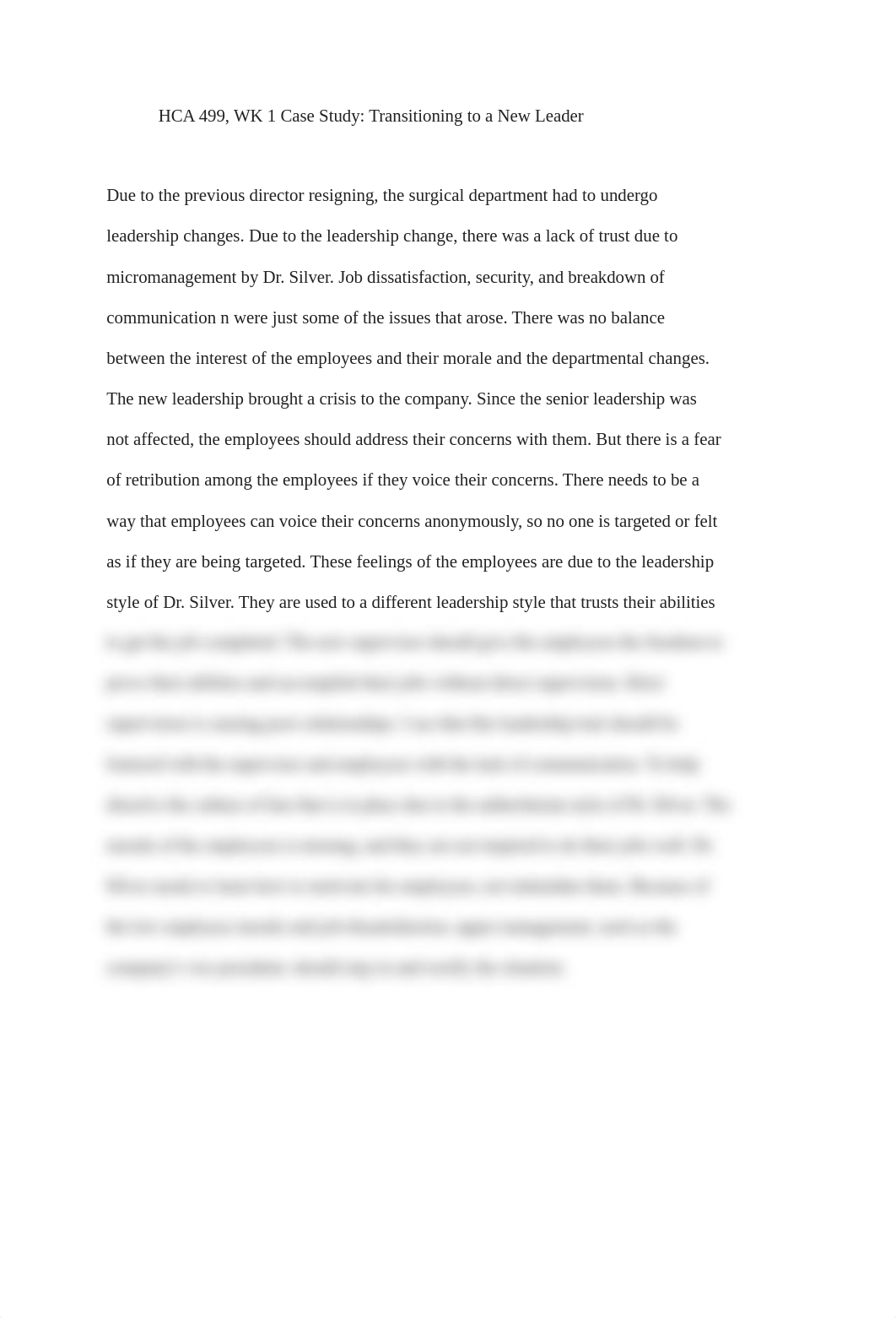 HCA 499  WK 1 Case Study Transitioning to a New Leader.docx_dvcaaqel39v_page1