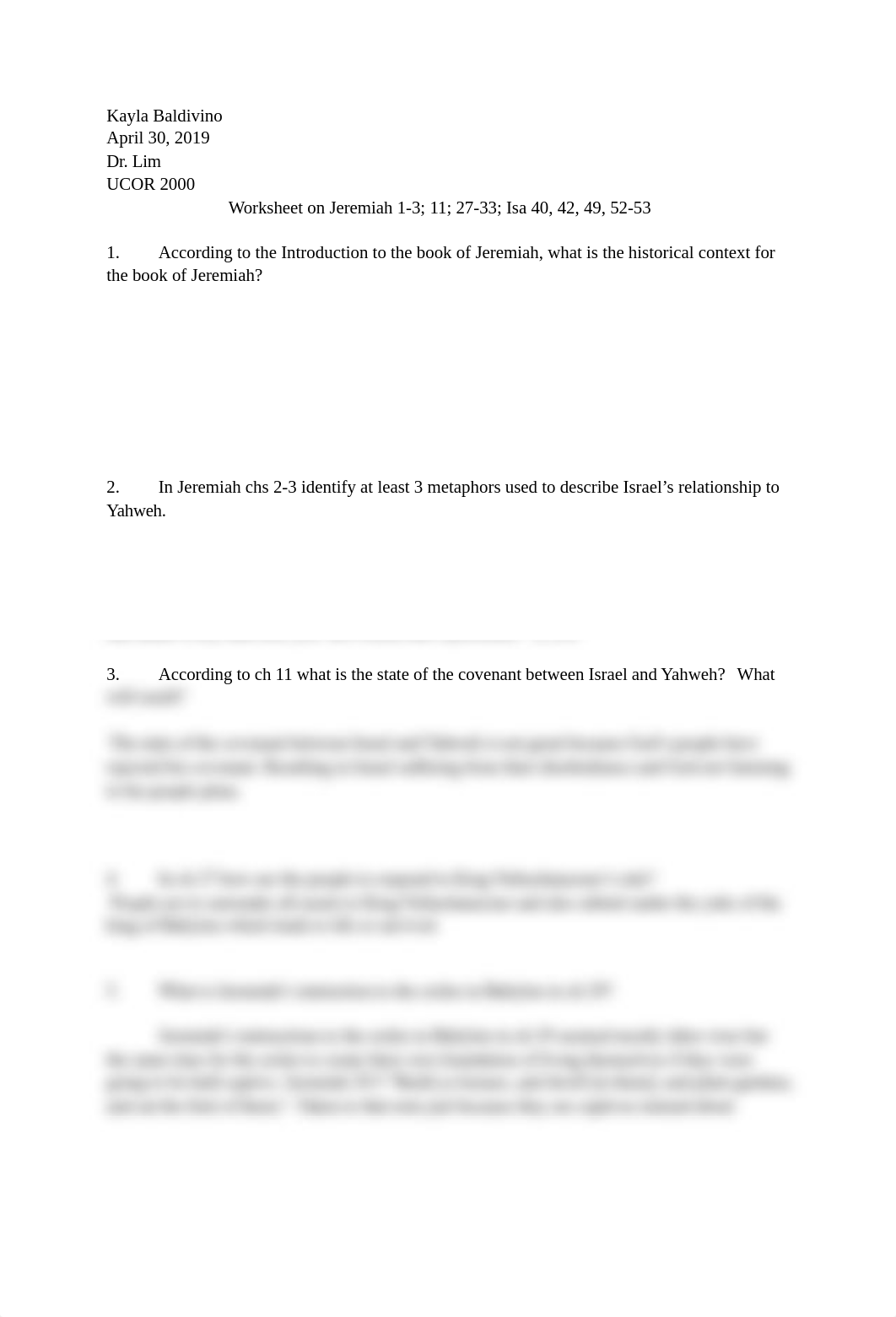 Worksheet on Jeremiah 1-3; 11; 27-33; Isa 40, 42, 49, 52-53_dvcc4dklm0s_page1