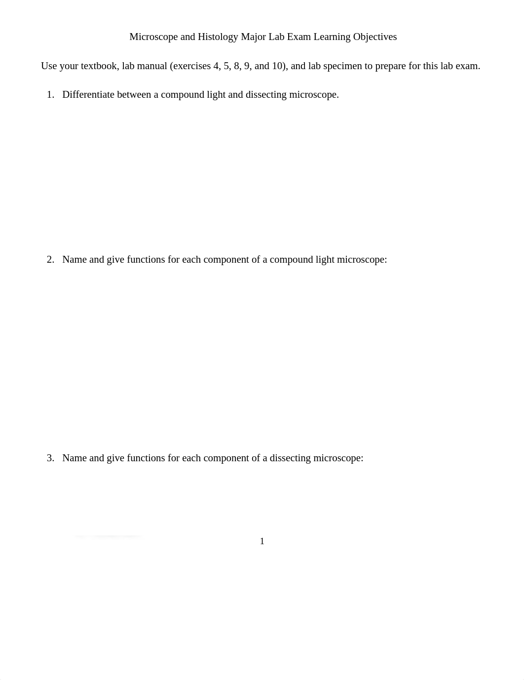 Microscope and Histology Major Lab Exam Learning Objectives.docx_dvcwy92dqkh_page1