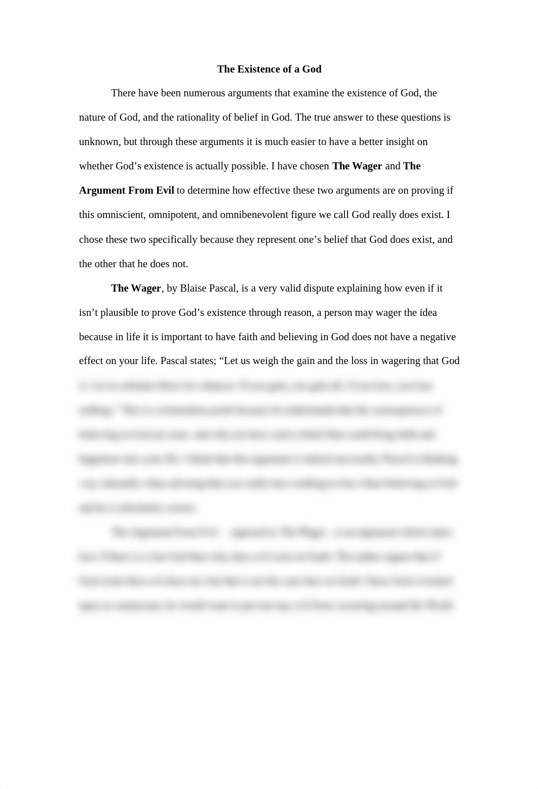 The Existence of a God Essay_dvd9btul0n8_page1