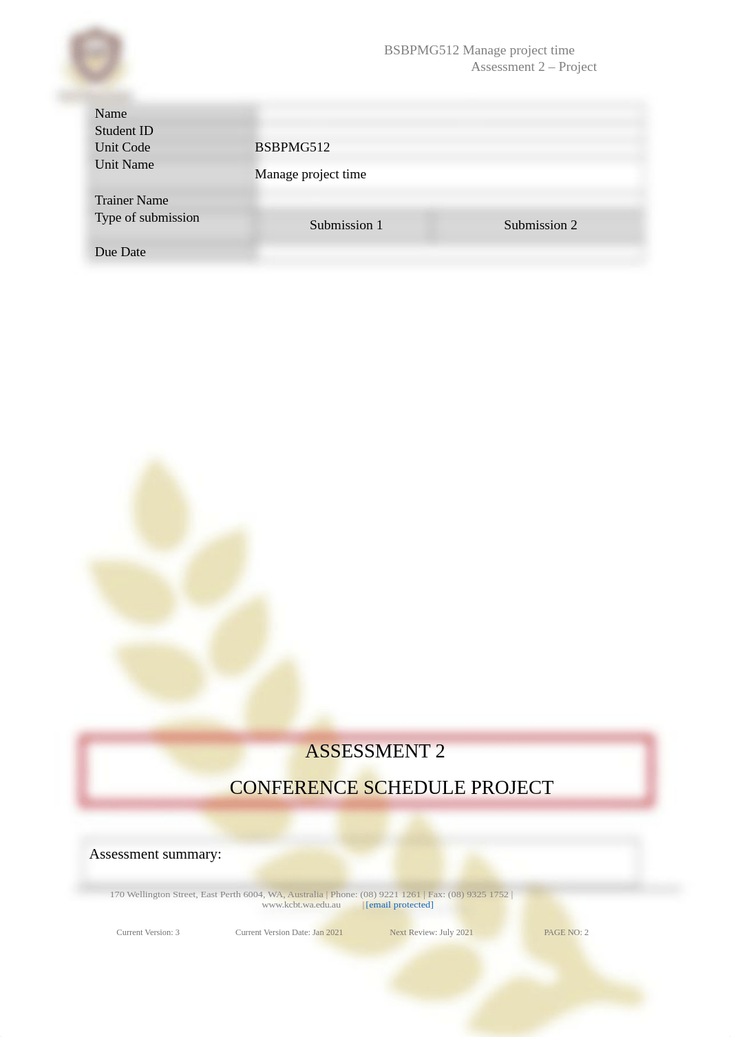 BSBPMG512- Assessment 2 - V3 - Jan 2021.docx_dvdrae09mr1_page2