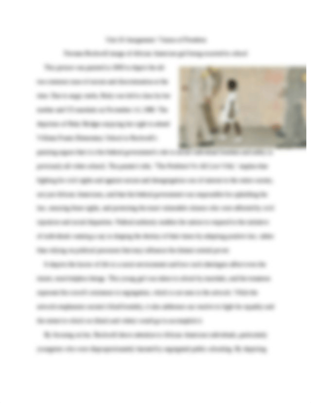 Norman Rockwell image of African American girl being escorted to school  .docx_dvdyj5351fu_page1