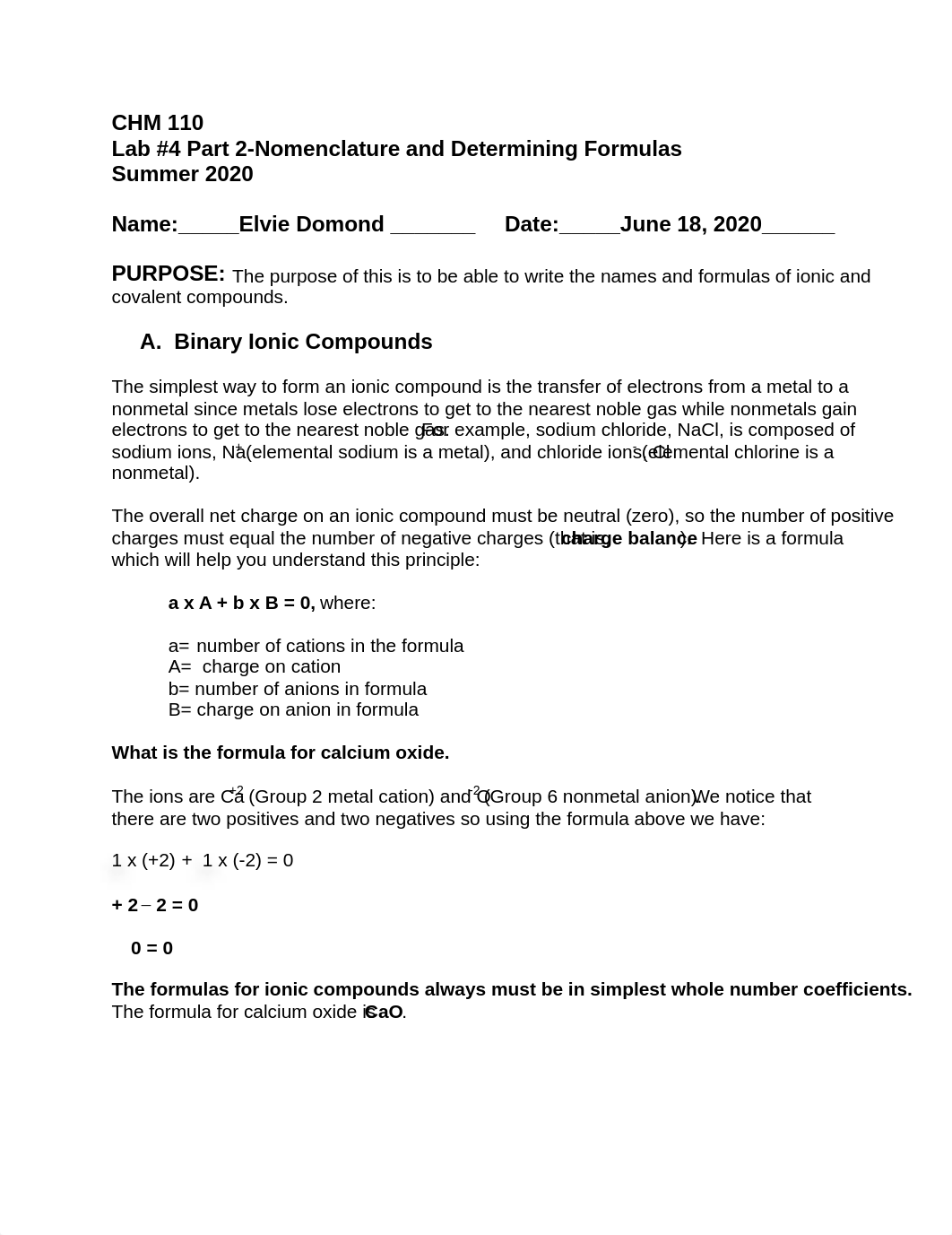 CHEMISTRY ELVIE DOMOND Lab #4 Part 2-Nomenclature and Determining Formulas (1).pdf_dve54a3qn49_page1