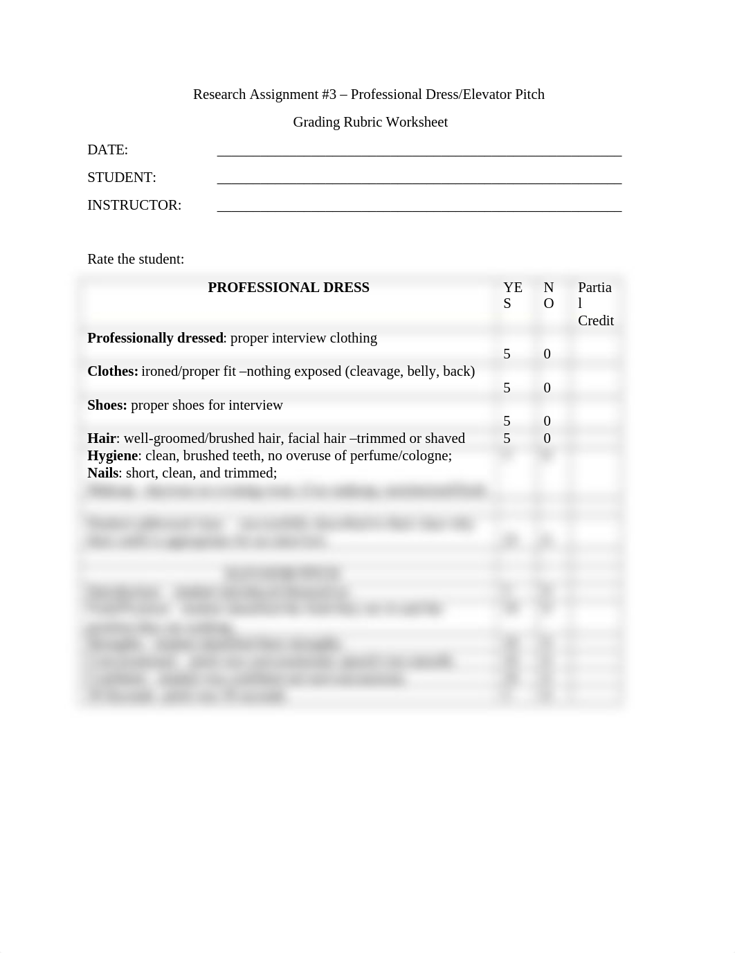 Research Assignment #3 - Professional Dress & Elevator Pitch Grading Rubric Sheet.docx_dveqgub5kvu_page1