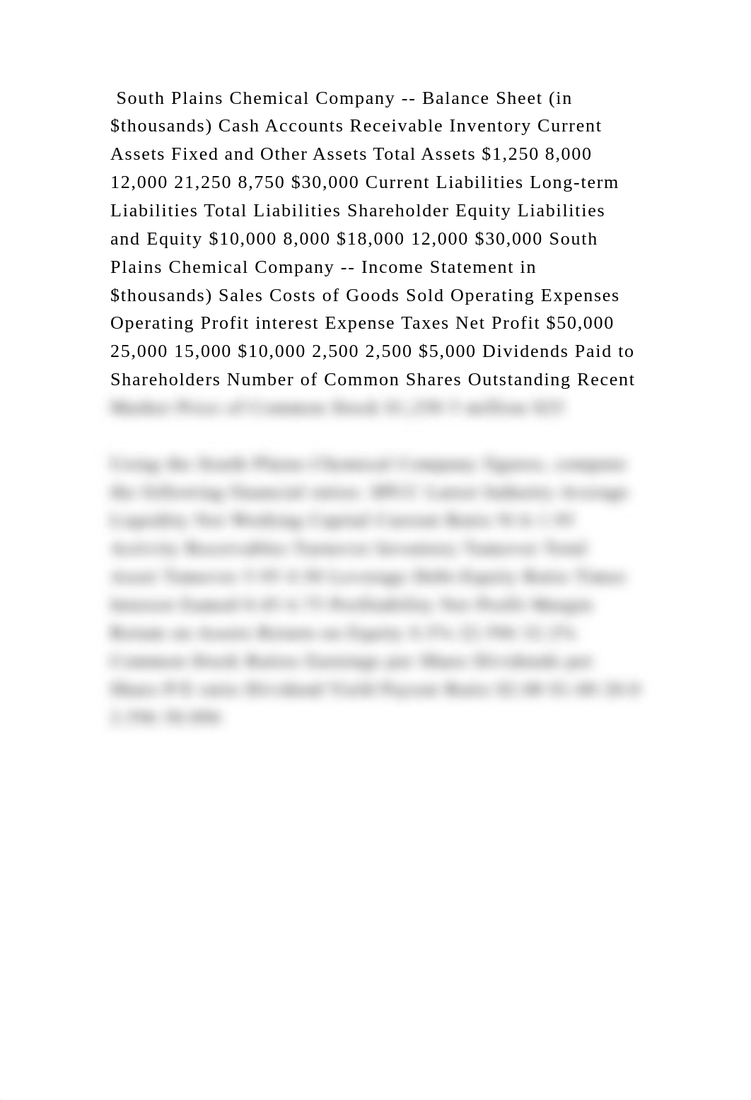 South Plains Chemical Company -- Balance Sheet (in $thousands) Cash A.docx_dvfbgl6ocwo_page2