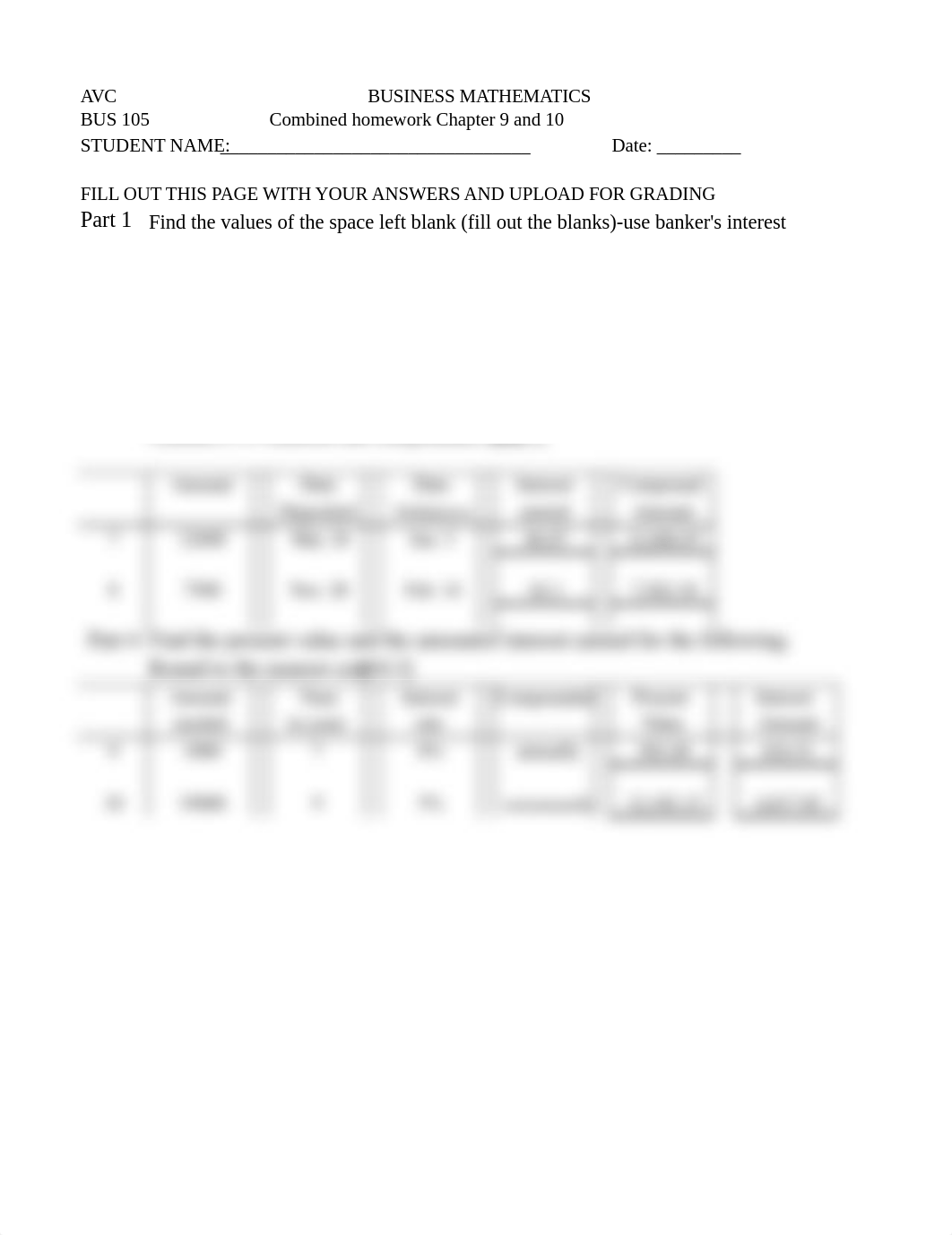 BUS 105 Chapter 9 and 10 Combined Homework.xlsx_dvffc58is2v_page1