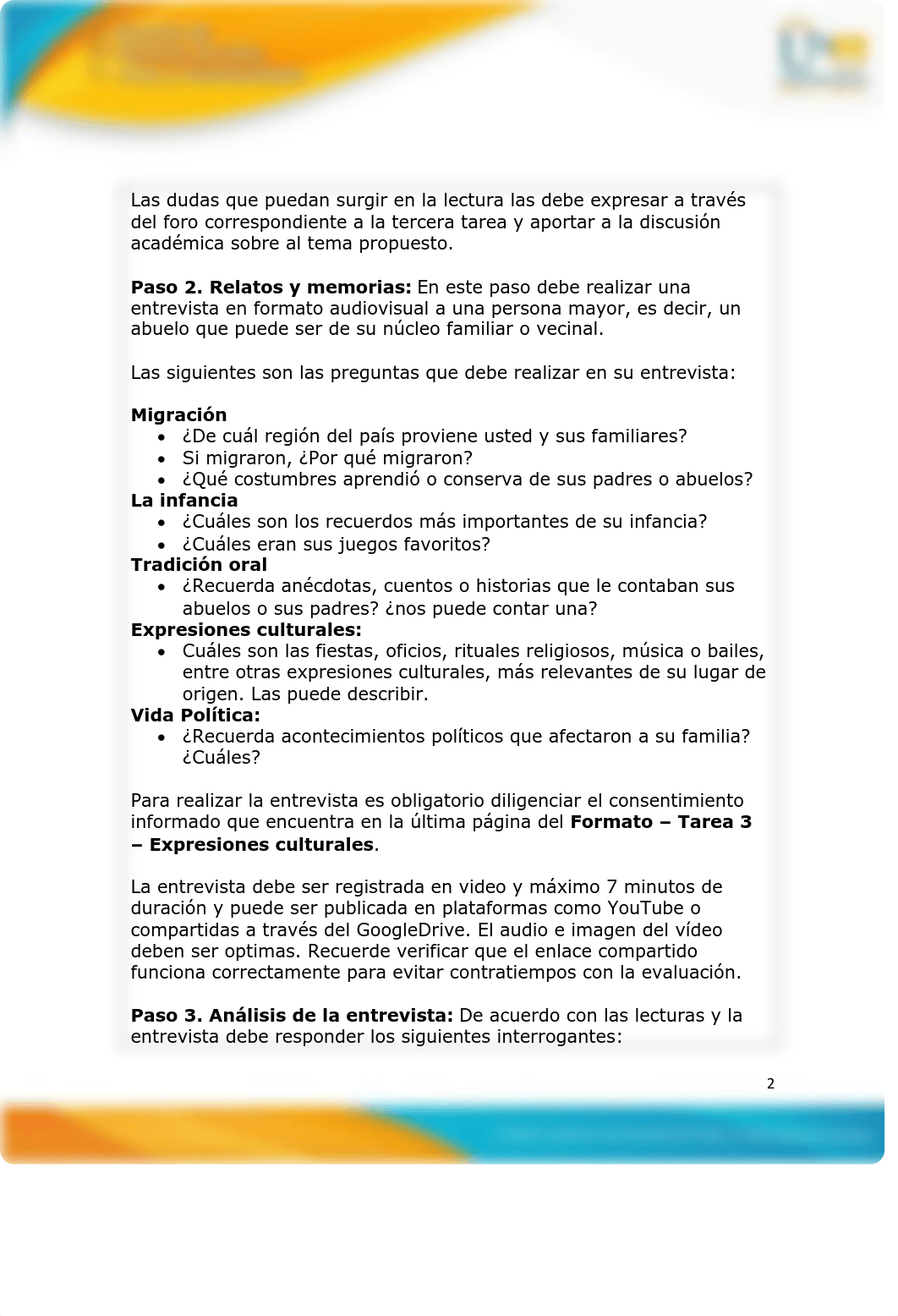 Guía de actividades y rúbrica de evaluación - Unidad 2 - Tarea 3 - Expresiones culturales.pdf_dvffc79u1tv_page2