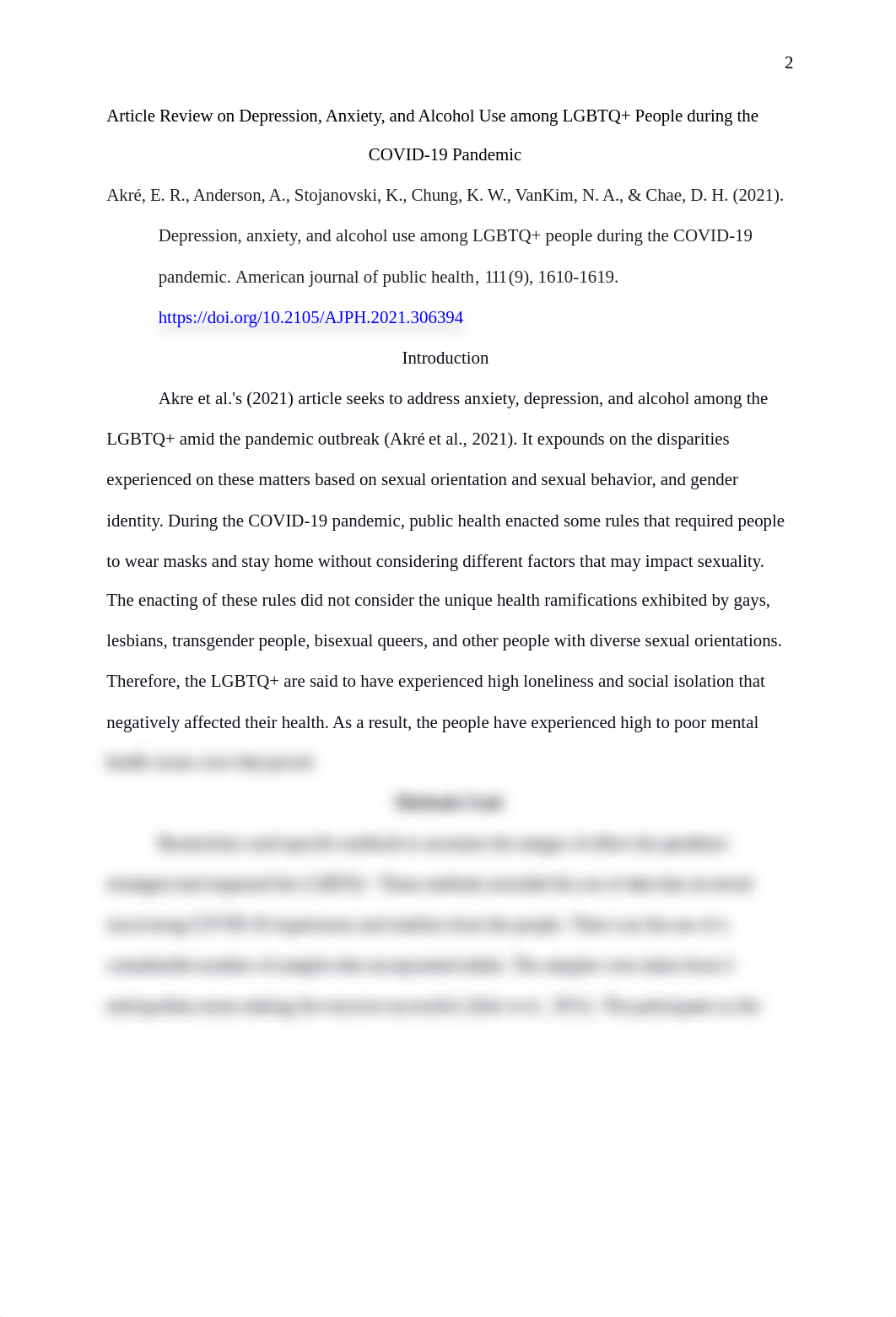 Article Review on Depression, Anxiety, and Alcohol Use among LGBTQ+ People during the COVID-19 Pande_dvfl0vhvuhu_page2