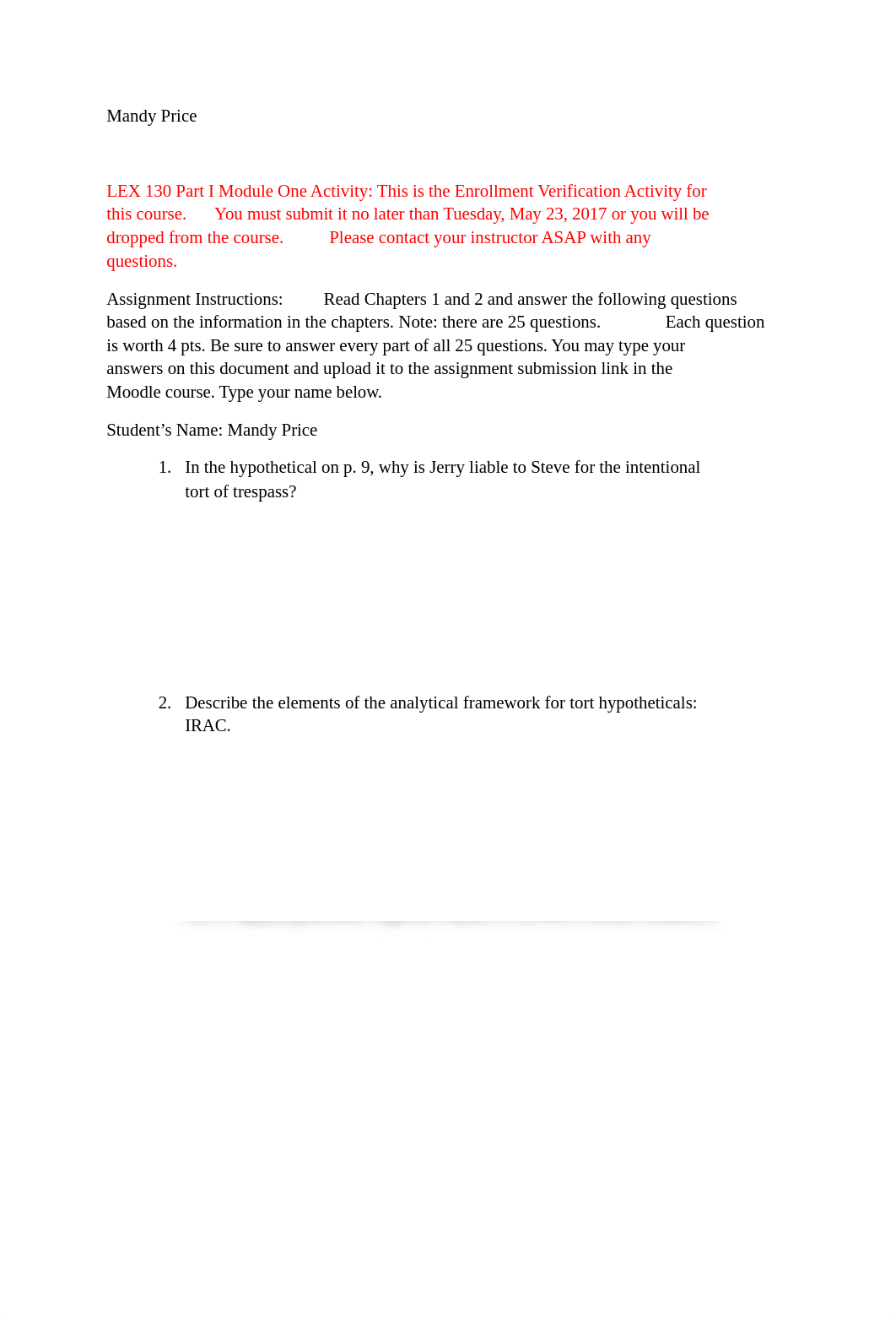 Mandy Price LEX 130 NT1 Enrollment Verification Activity Part I Module One Activity.doc_dvgxyq3rrkj_page1