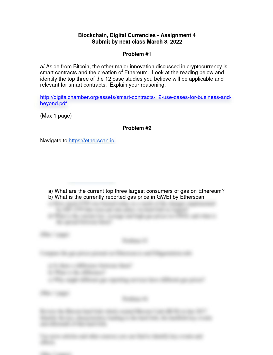 Assignment #4 (Smart Contracts, Gas and Forks).pdf_dvh62fid8wi_page1