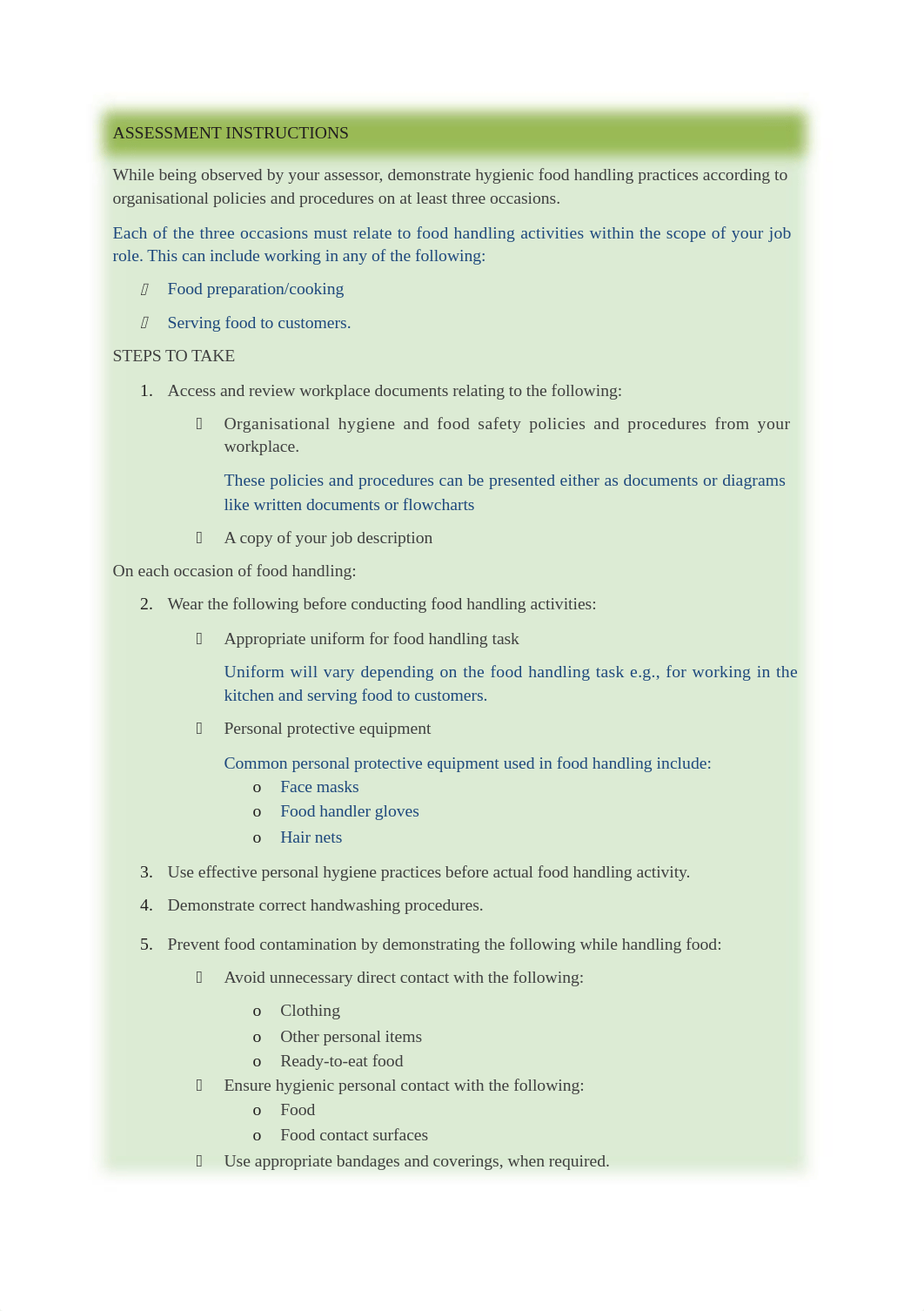 SITXFSA005 - Assessment PRACTICAL answers.docx_dvjgchbvd4g_page1