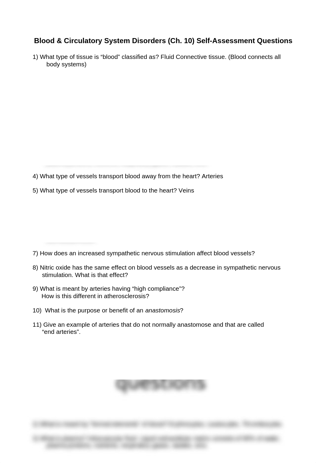 Blood & Circulatory System Disorders (Ch. 10) Self-Assessment Questions.doc_dvjhtdab9xj_page1