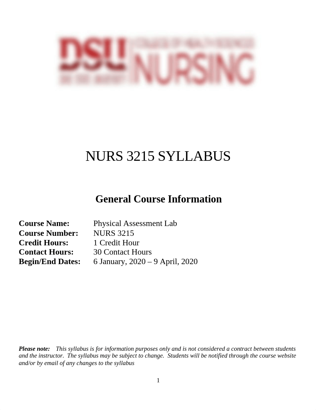 NURS 3215 Syllabus Spring 2020.docx_dvk2ssa7xht_page1