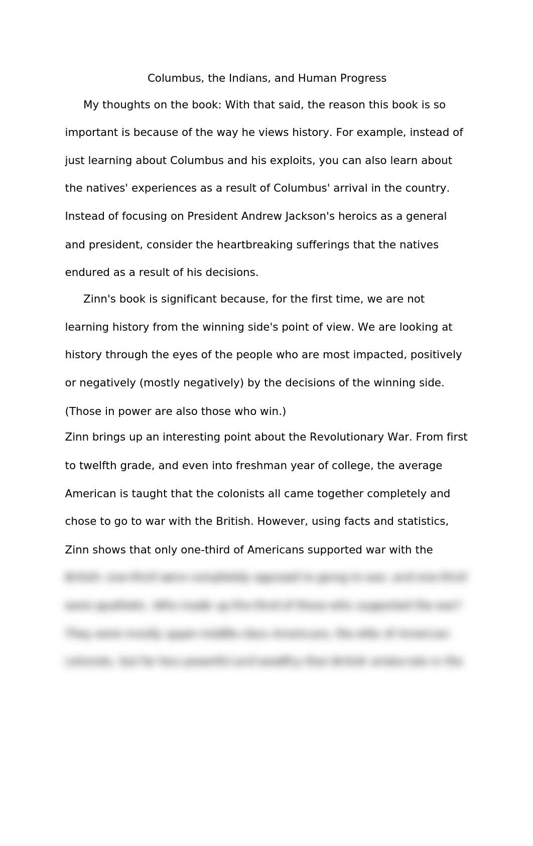 Reflection-Analysis Papers Assignment Reading Columbus, The Indian, Human Progress by Howard Zinn.do_dvk6axgk2b1_page1