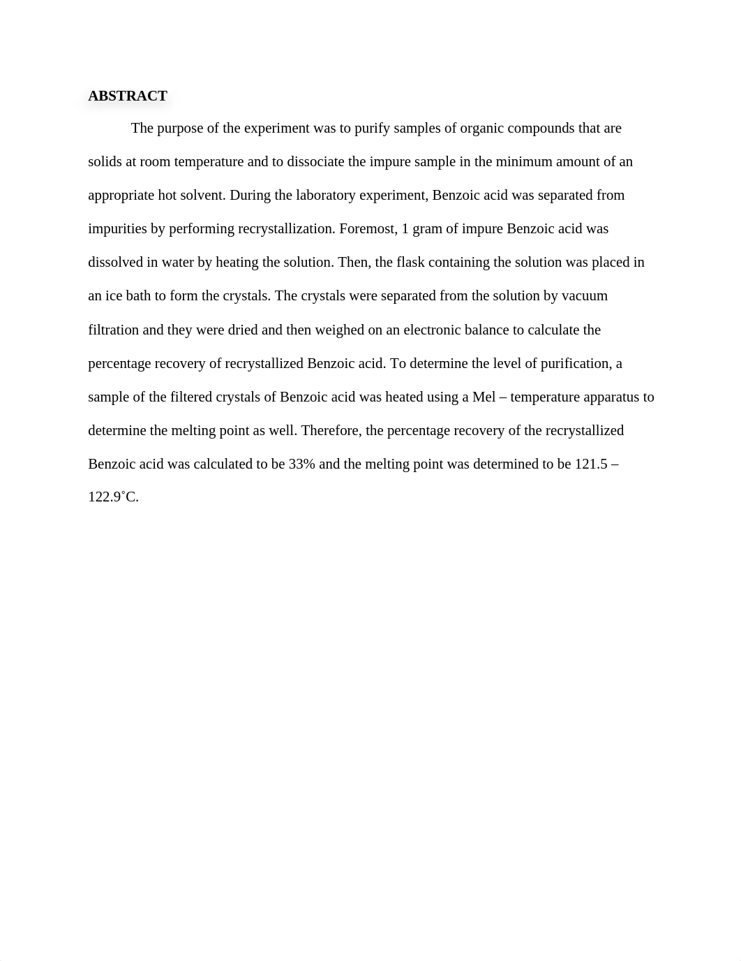 Purification - Recrystallization of Benzoic acid Lab Report.docx_dvkjidzogef_page2