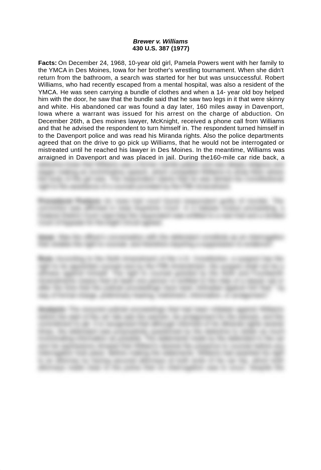 Brewer v. Williams Casebrief_dvkqom4764h_page1