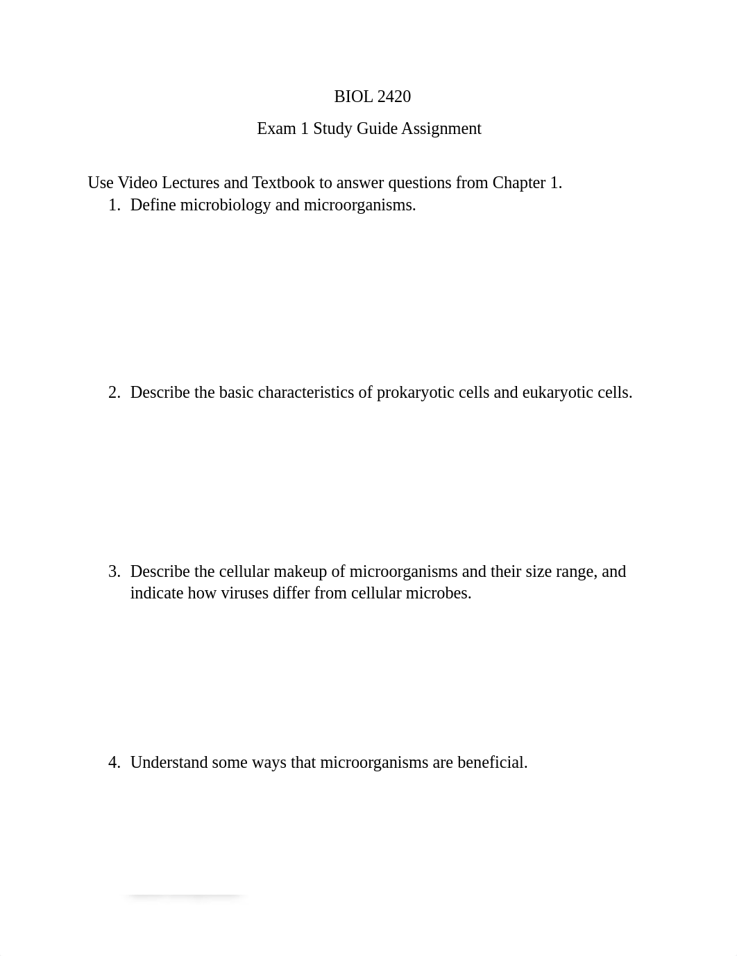 BIOL 2420 Exam 1 Study Guide Assignment.docx_dvl2vcdl0ku_page1