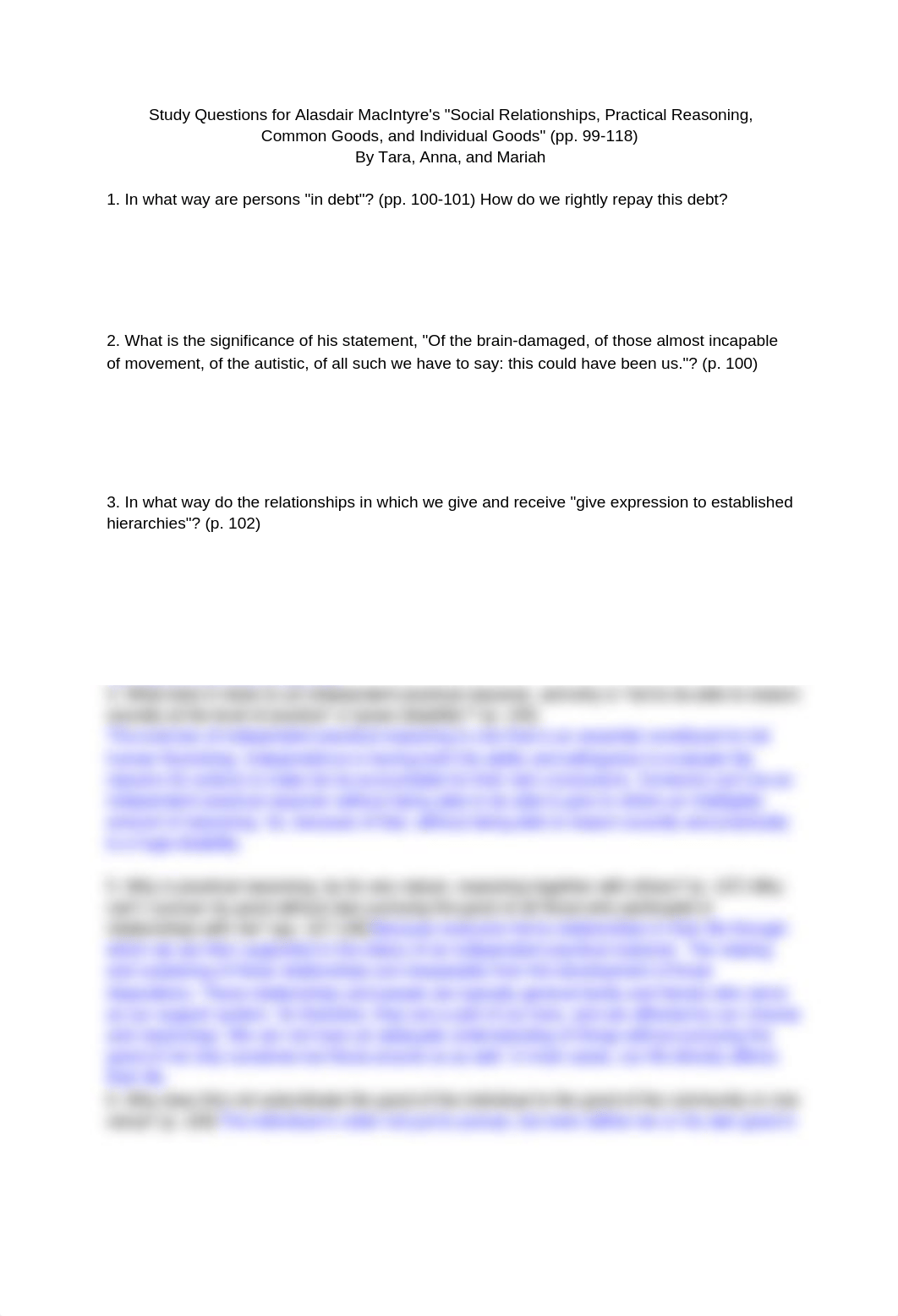 Study Questions for Alasdair MacIntyre's _Social Relationships, Practical Reasoning,.docx_dvl6ura7rr8_page1