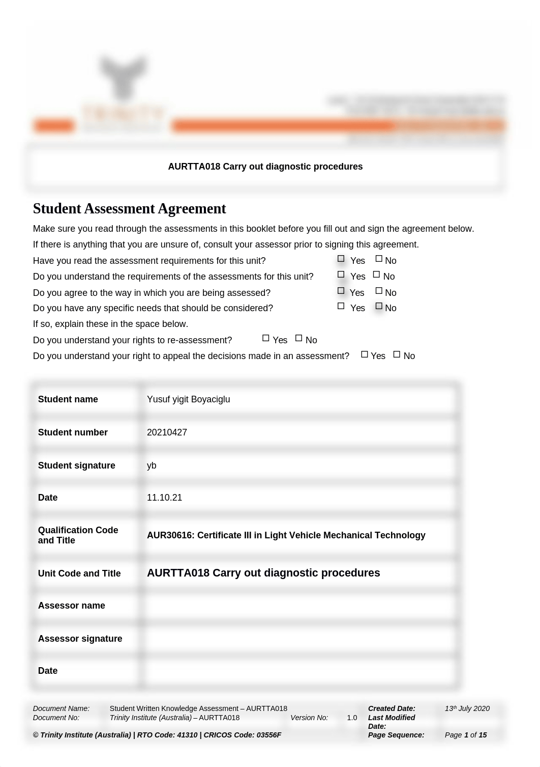 AURTTA018yyy_Assessment 1_Written Knowledge Questions_V2.docx_dvmjq2piyjl_page1