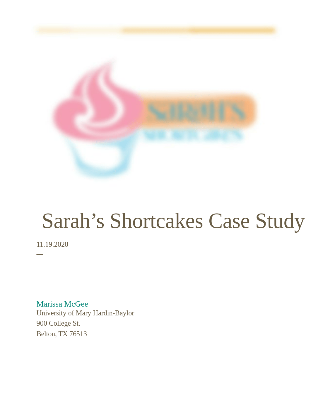 Sarah's Shortcakes' Case Study Marissa McGee (1).pdf_dvmu71ptp99_page1