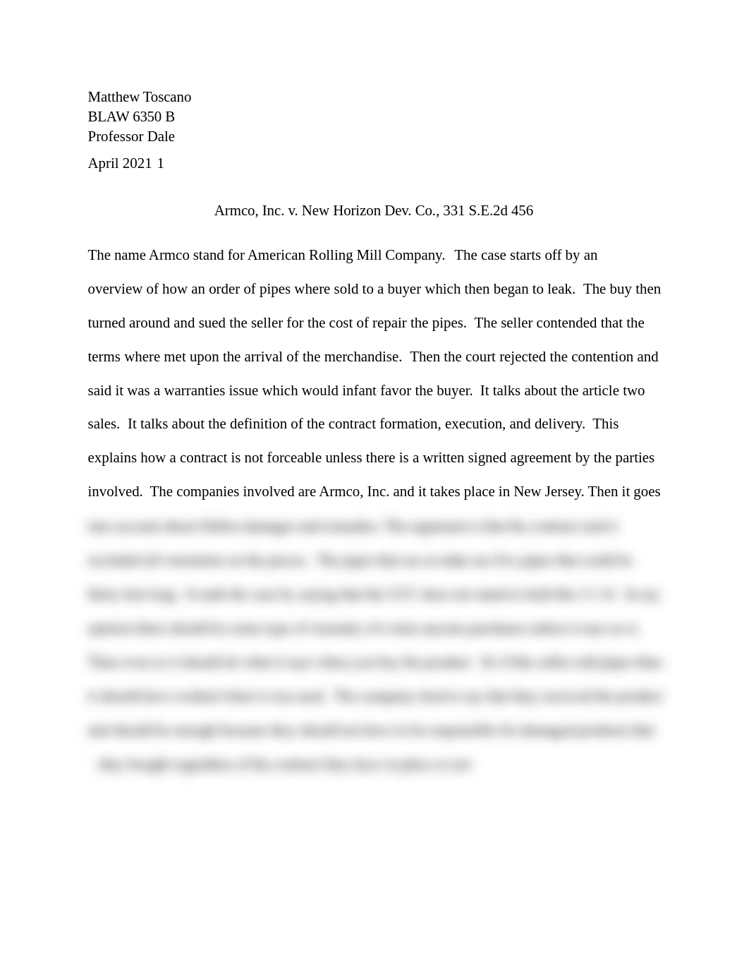 Armco, Inc. v. New Horizon Dev. Co., 331 S.E.2d 456 .docx_dvn42yntggd_page1