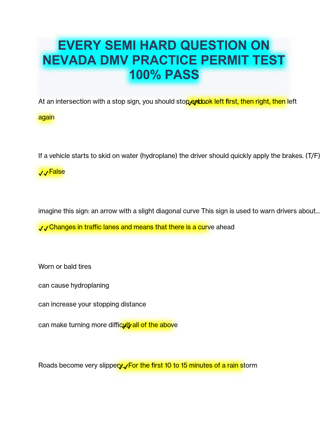 EVERY SEMI HARD QUESTION ON NEVADA DMV PRACTICE PERMIT TEST 100.pdf_dvn7kxc3wgg_page1