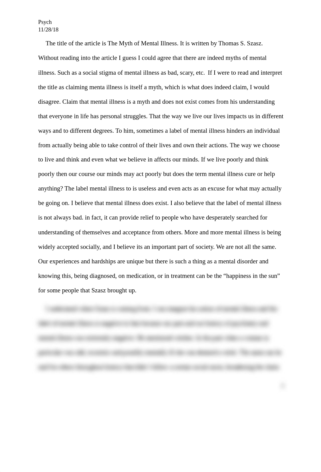 The title of the article is The Myth of Mental Illness.docx_dvnjkyv32es_page1