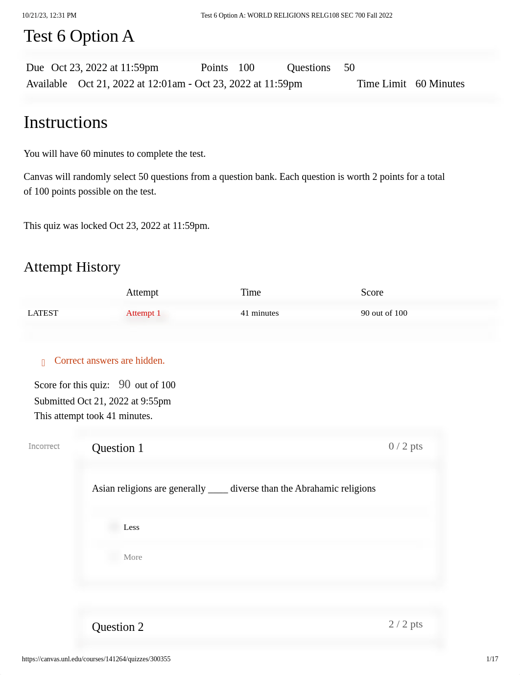 Test 6 Option A_ WORLD RELIGIONS RELG108 SEC 700 Fall 2022.pdf_dvogrl36khg_page1