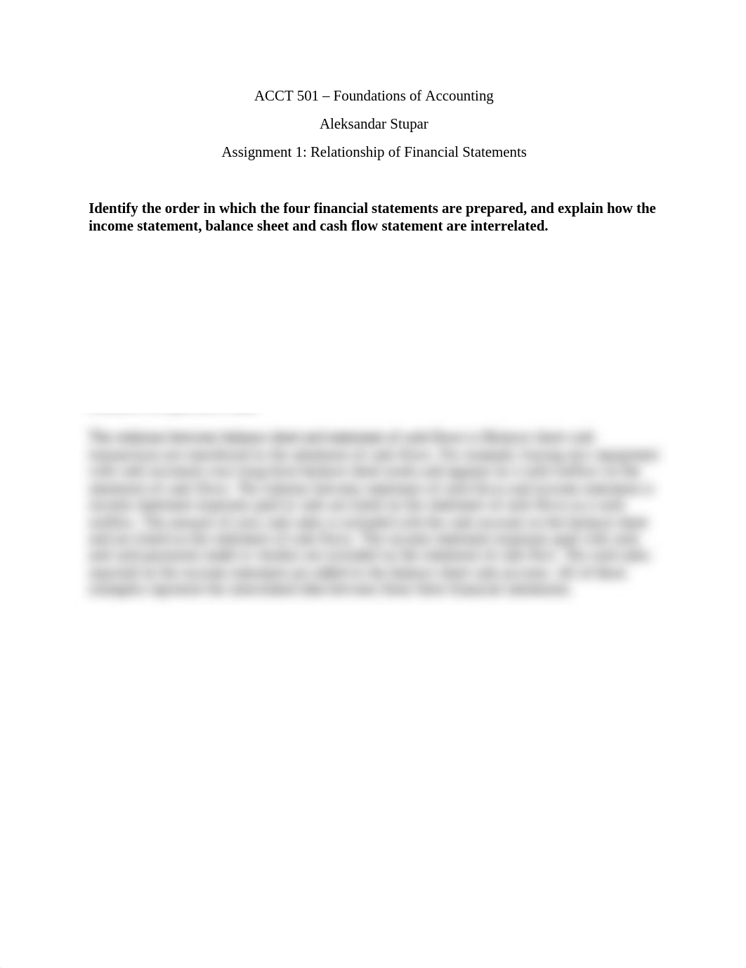 ACCT 501 Assignment 1 Relationship of Financial Statements Aleksandar Stupar.docx_dvovrkw366e_page1