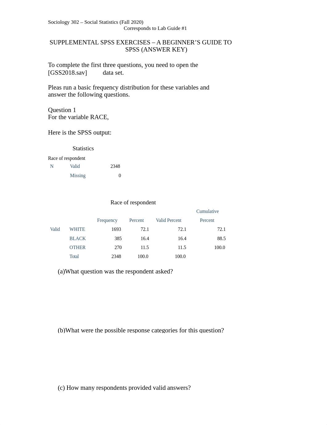 (Fall20 Stats) (1) (Answers) SPSS Exercise #1 -  A Beginner's Guide to SPSS.doc_dvpflq3z52g_page1