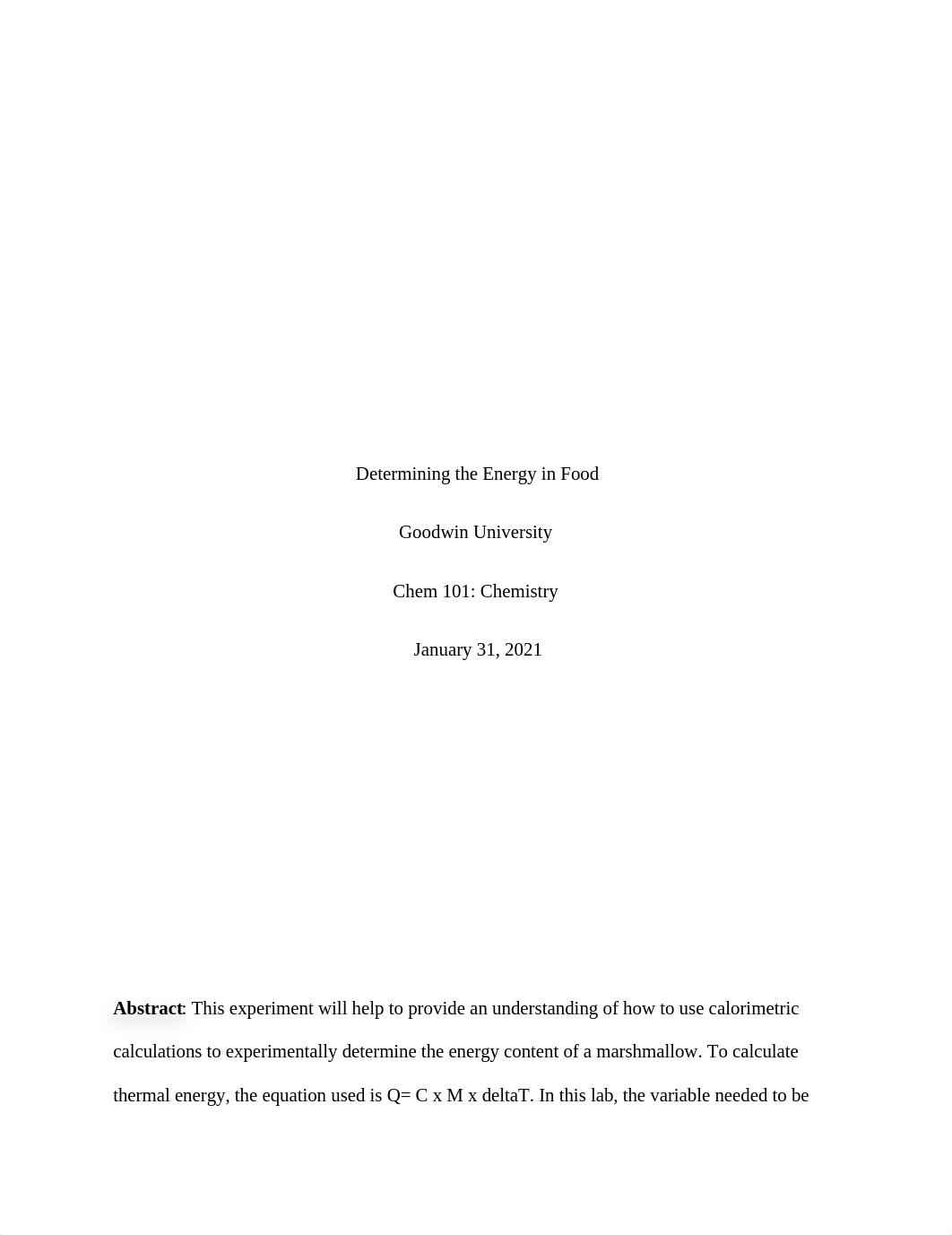 Week 3 Lab Report  Determining the Energy in Food.docx_dvpl4dxfoy5_page1