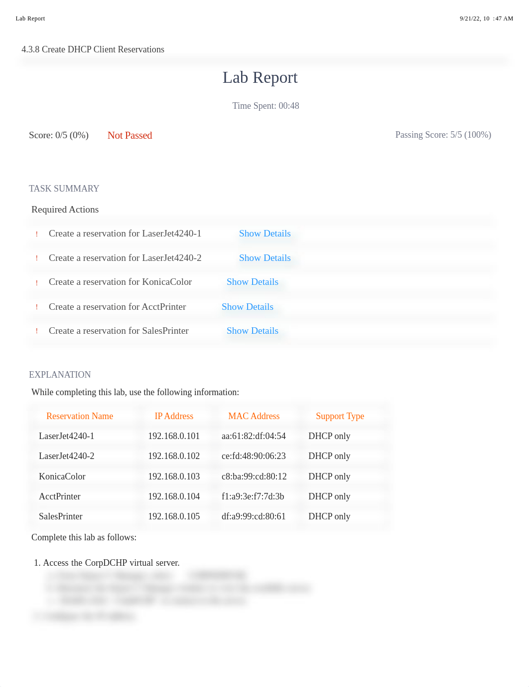 4.3.8 Create DHCP Client Reservations Lab Report.pdf_dvq4c50j9tb_page1